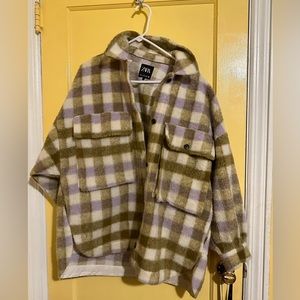 Zara purple and tan plaid oversized shacket